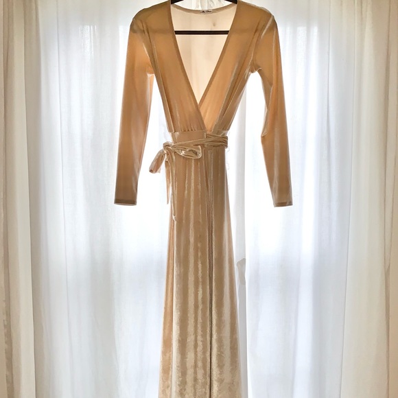 Champagne Gold Wrap Dress - Picture 3 of 4